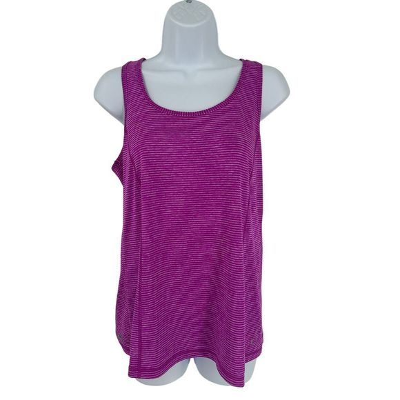 Danskin Now Magenta Stripe Semi-Fitted Workout Racer Back Top Medium‎ - Picture 1 of 7